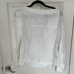 COS Boatneck Tie Back Linen White Women's Blouse